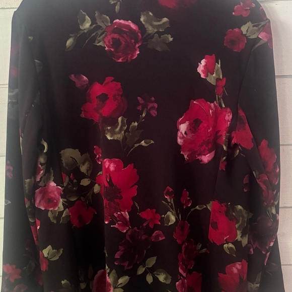 Susan Graver Floral Women's Blazer - Red and Black - Picture 8 of 10